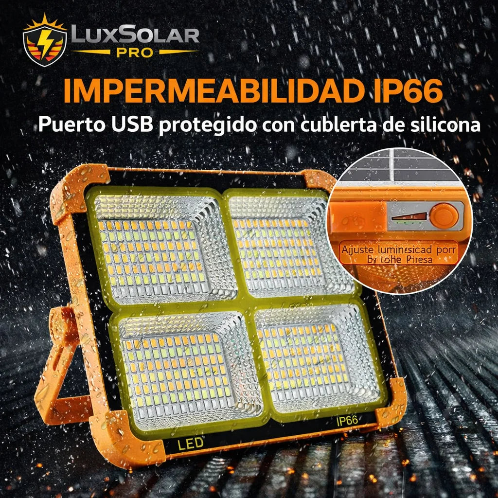 LuxSolar Pro ⚡️ Luz potente para el trabajo y las emergencias - Carga Solar o USB