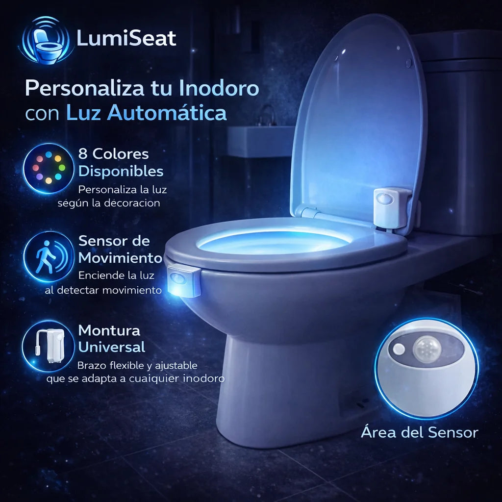 Luz LED para Inodoro 🚽 Activación por Movimiento 🚶🏻‍♀️ Ilumina tu baño al instante cuando te levantas de noche
