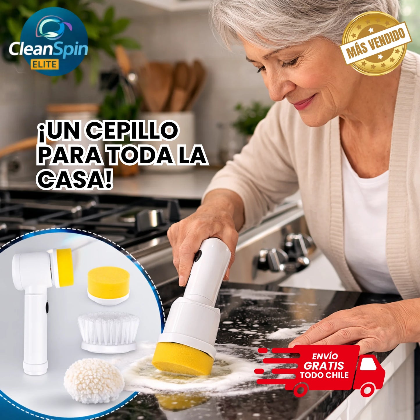 Cepillo Eléctrico Giratorio 🪥 Limpia Azulejos y Baños 🚻 Deja Todo Brillante en 5 Minutos
