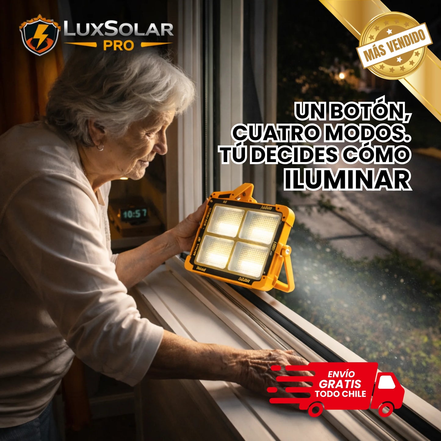 LuxSolar Pro ⚡️ Luz potente para el trabajo y las emergencias - Carga Solar o USB