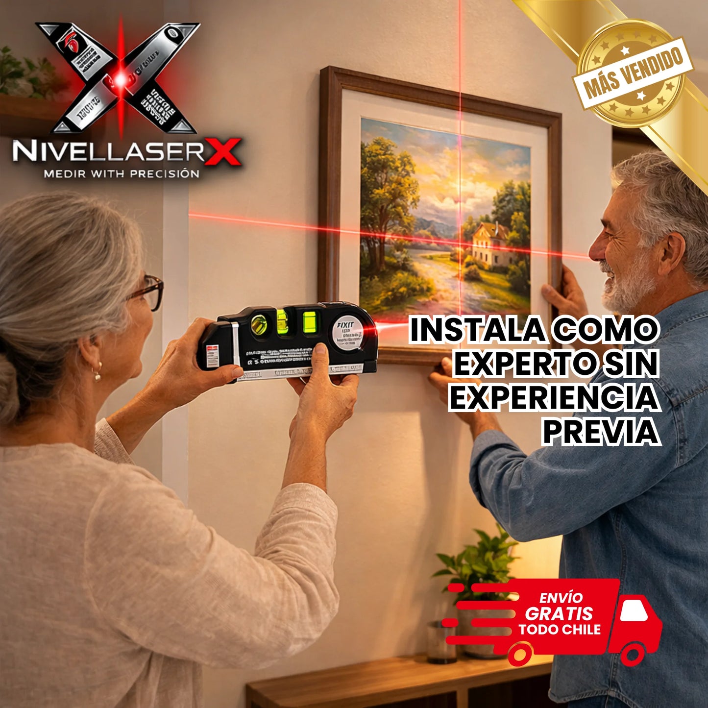 Nivel Láser 3 en 1 📏 Mide, nivela y alinea ✍️ Cuelga cualquier cosa derecho en menos de 2 minutos